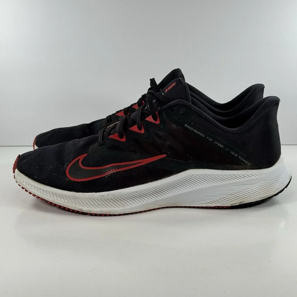 Nike Quest 3‎ Black University Red Sneakers Athletic Running Shoes Men's Size 13